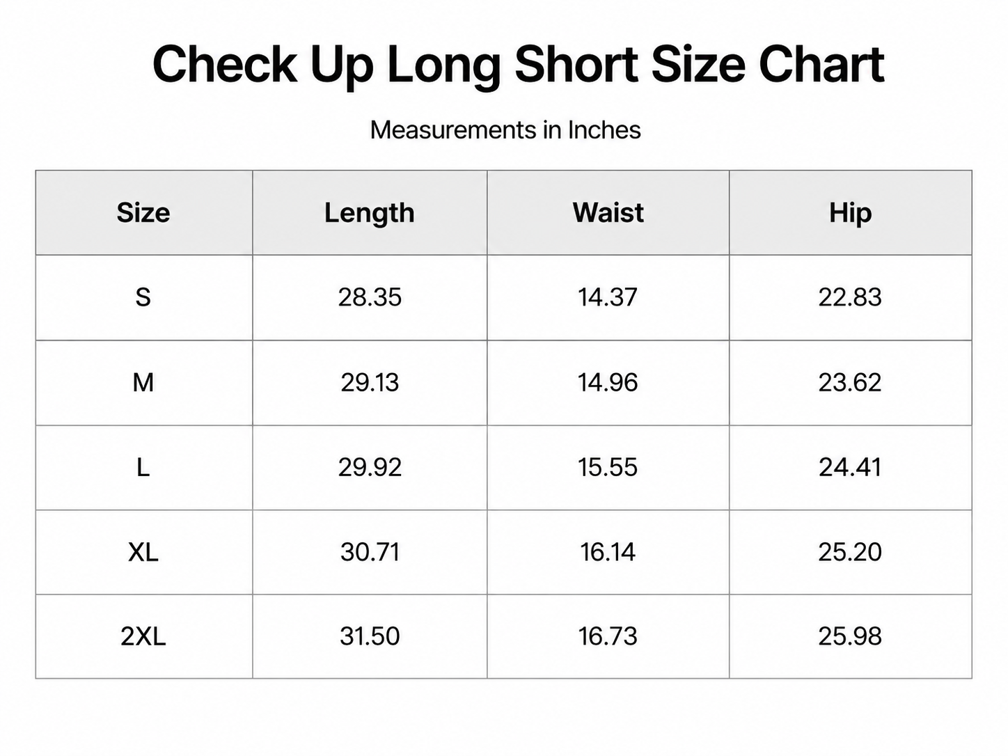Check Up 3Quarter Long Shorts