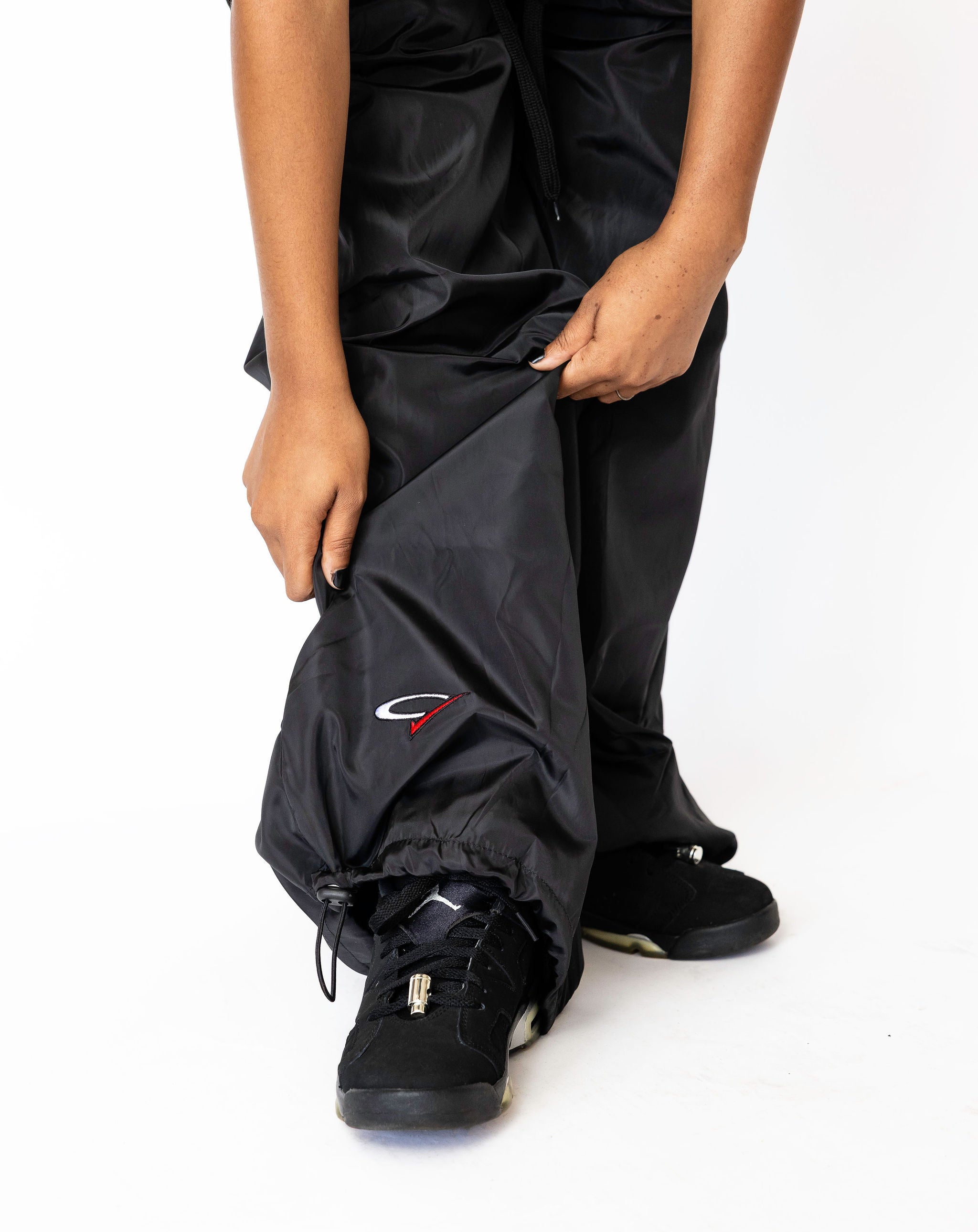 "Black Opp" Nylon Ultra Baggy Pants