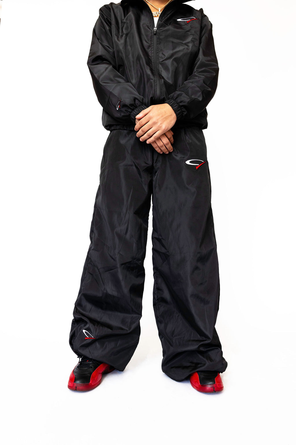"Black Opp" Nylon Ultra Baggy Pants