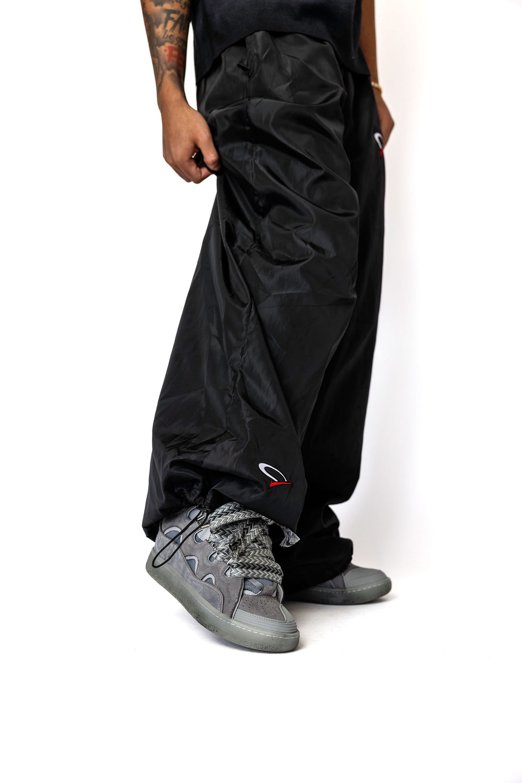 "Black Opp" Nylon Ultra Baggy Pants