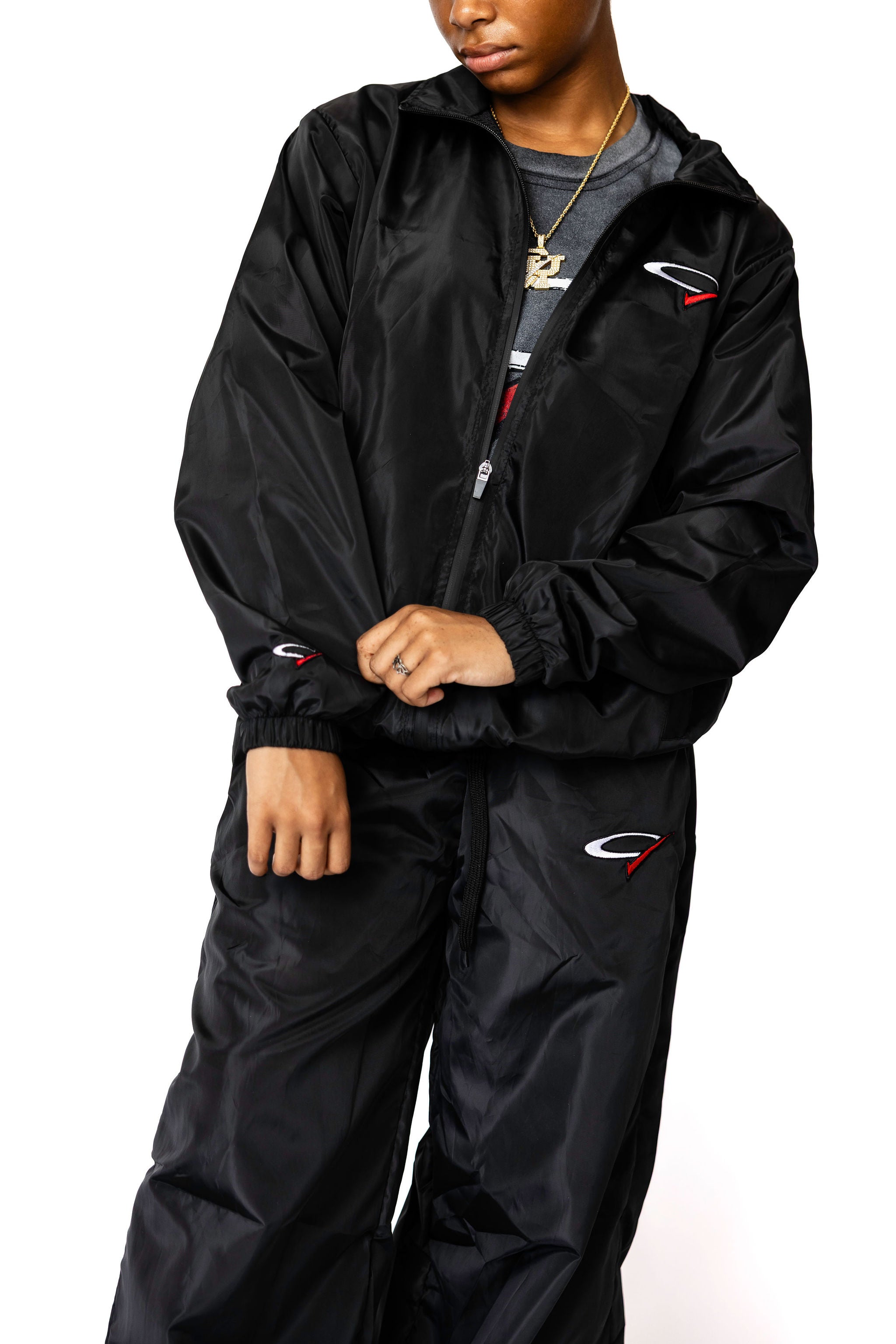 "Black Opp" Nylon Track Jacket