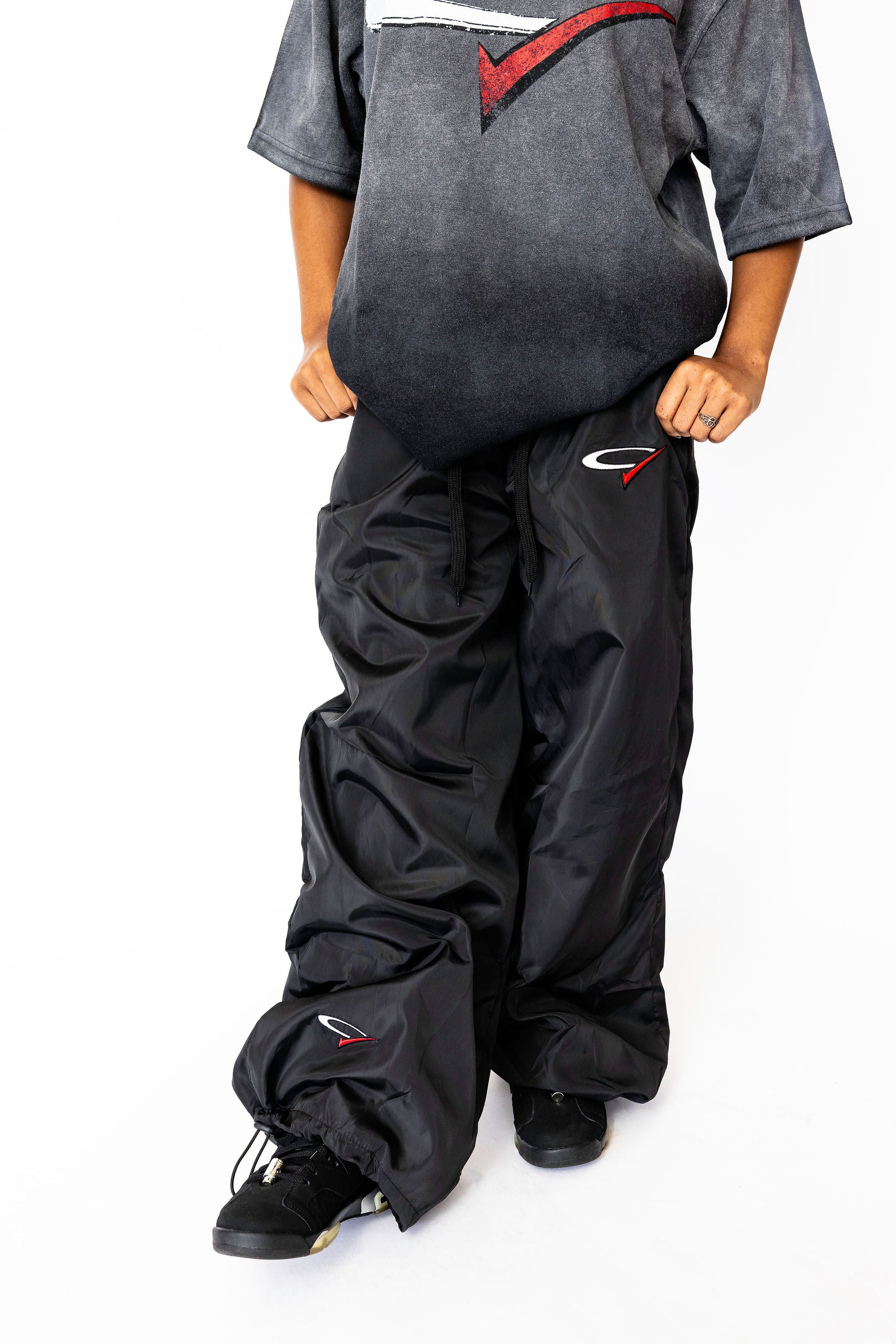 "Black Opp" Nylon Ultra Baggy Pants