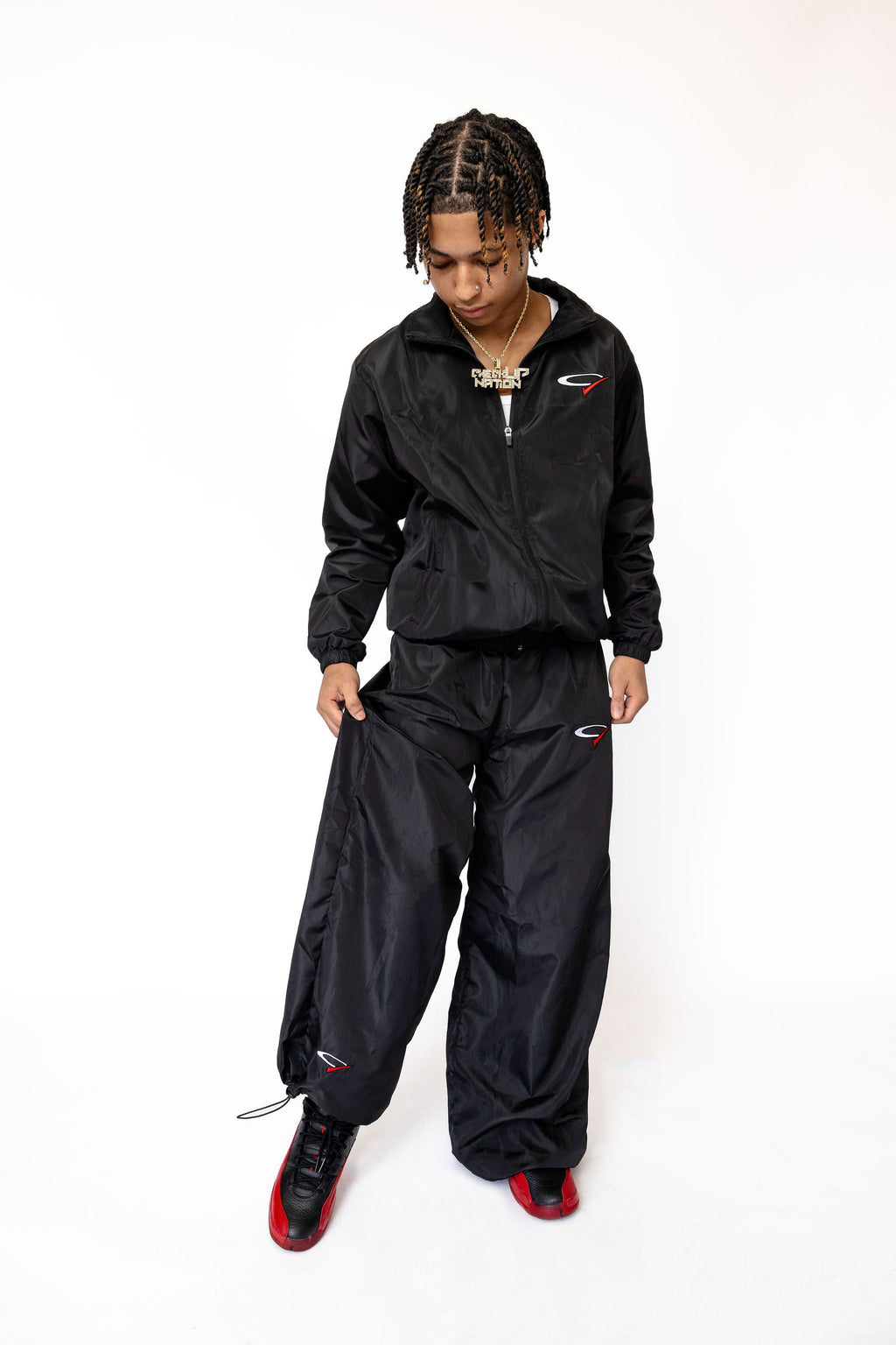 "Black Opp" Nylon Ultra Baggy Pants