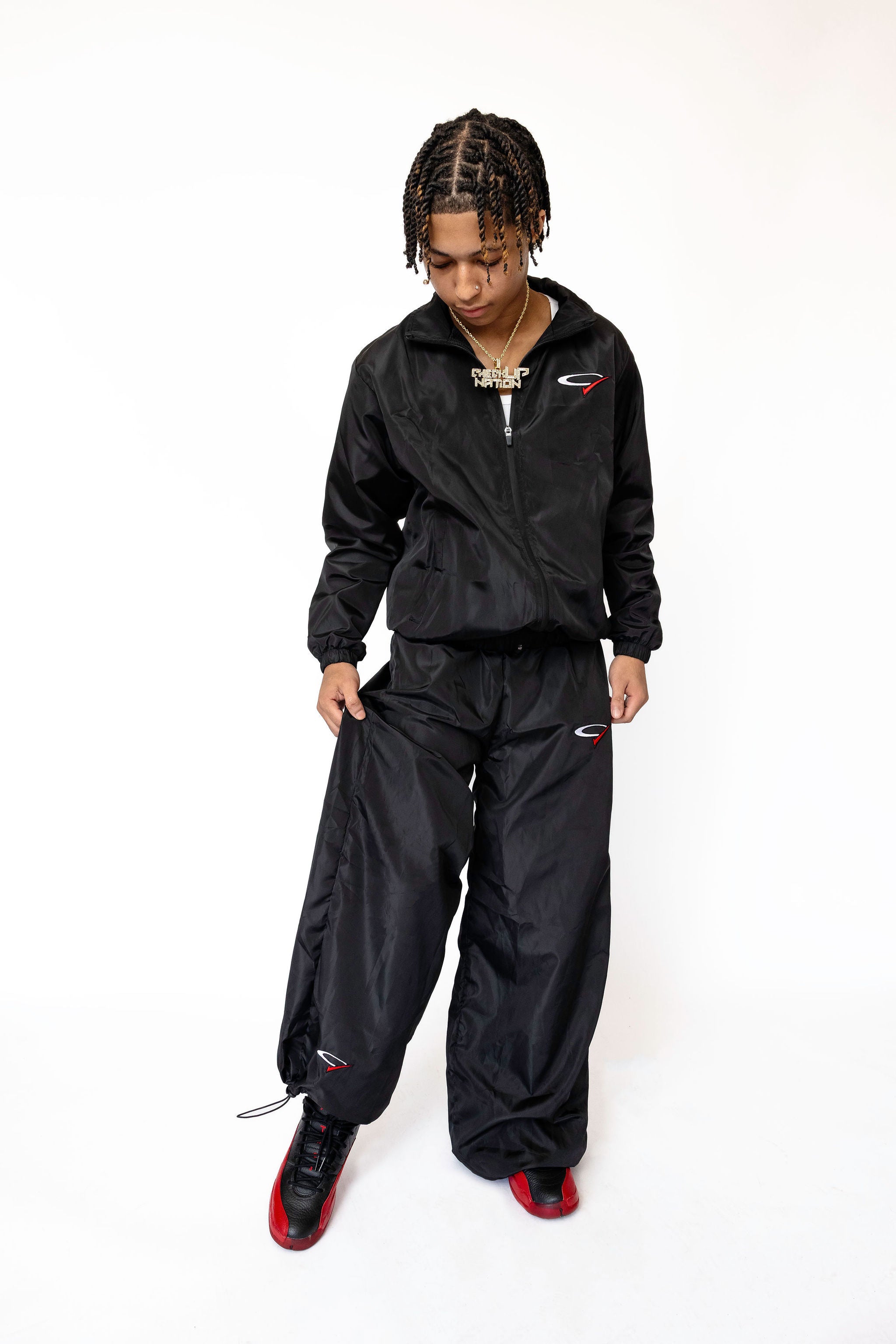 "Black Opp" Nylon Ultra Baggy Pants