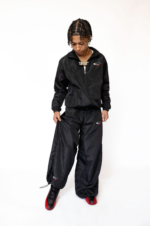 "Black Opp" Nylon Ultra Baggy Pants